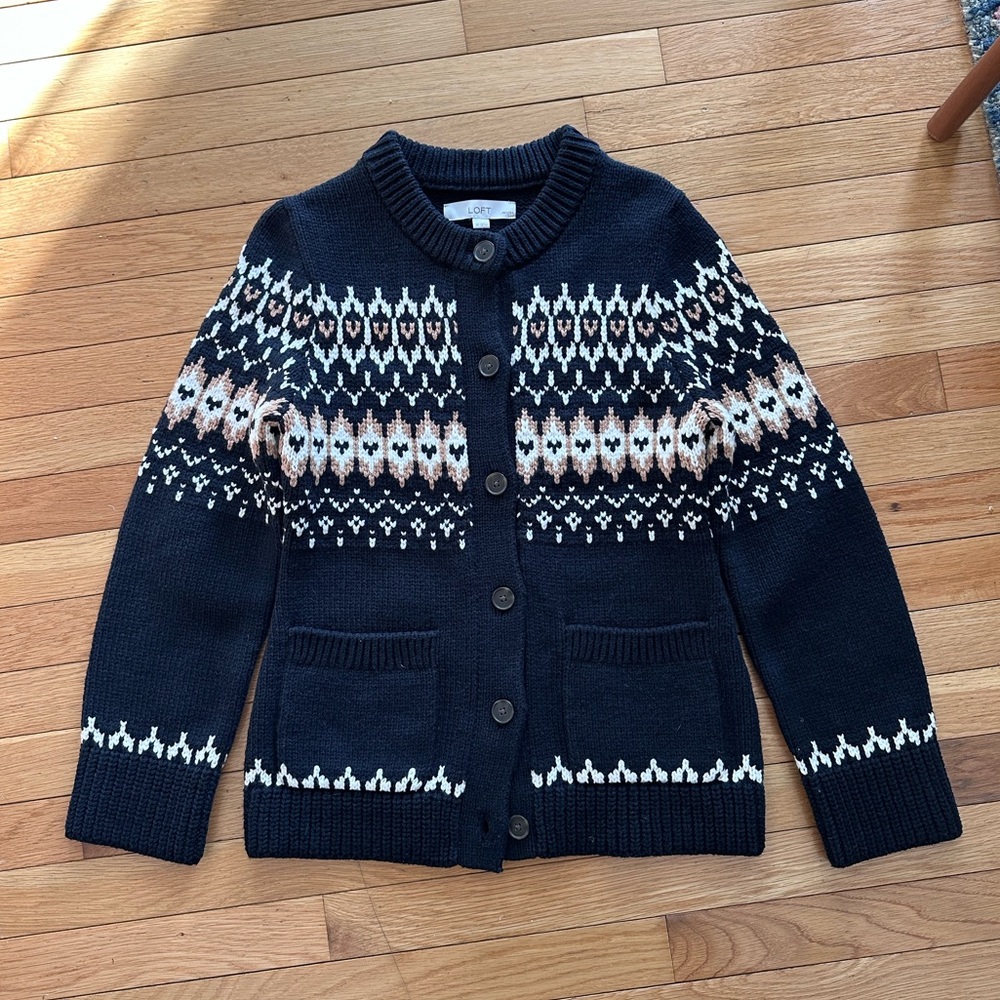 LOFT Fair Isle Cardigan with pockets